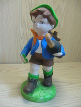 Figurine Boy with Flowers Umbrella And Back Pack 10&quot; Tall Hummel Look A ... - $12.95