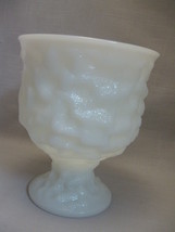 Pedestal  Milk Glass Vase Planter Candy Dish Crinkle Textured Design E O Brody  - $9.95