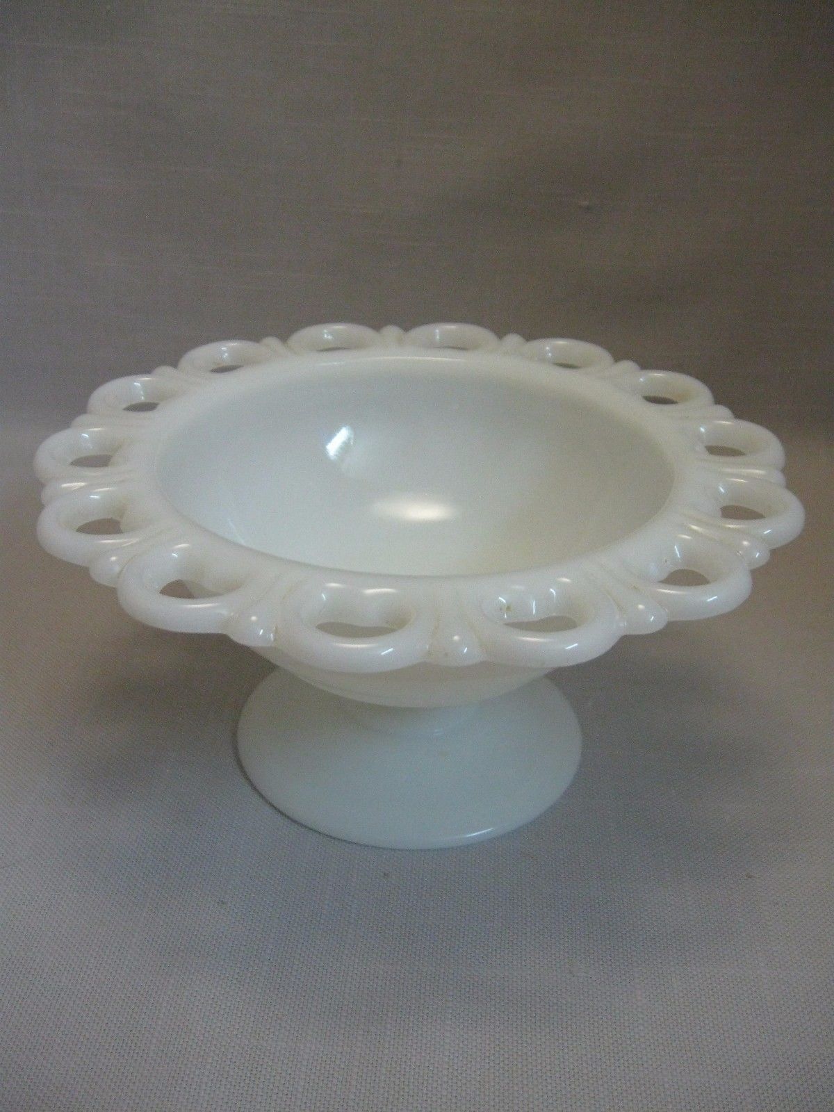 Anchor Hocking Milk Glass Compote Dish Azurite Lace Edge 19591976