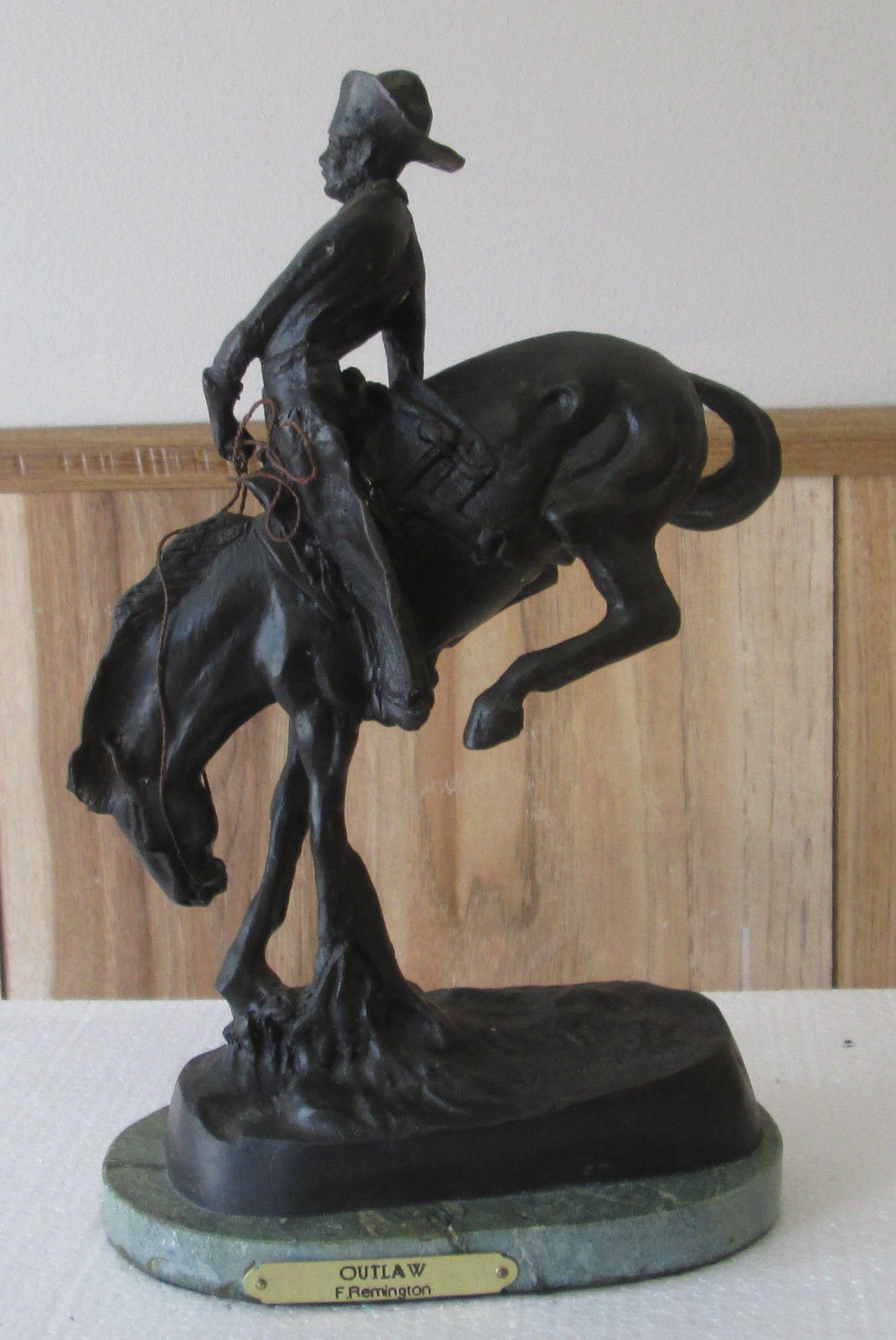 FREDERICK REMINGTON "Outlaw" Statue of Wrangling Cowboy Signed Bronze Art