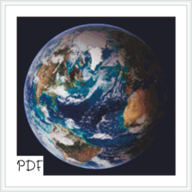 Cross stitch pattern Planet Earth, space cross stitch, Earth, PDF download - $4.23