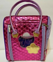 Battat Pucci Pups Carrier Pink Polka Dot Gold Flowers Three Zippers 11 Inches - $9.63