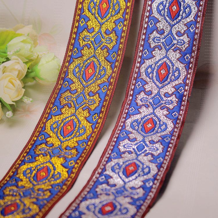 5yard floral embroidery ethnic jacquard webbing woven tape lace ribbon