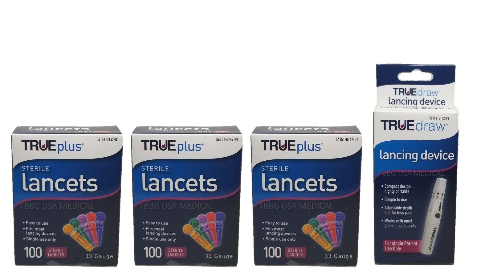 3x100 TRUEplus Diabetic Test Sterile Lancets 33 Gauge &FREE LANCETS