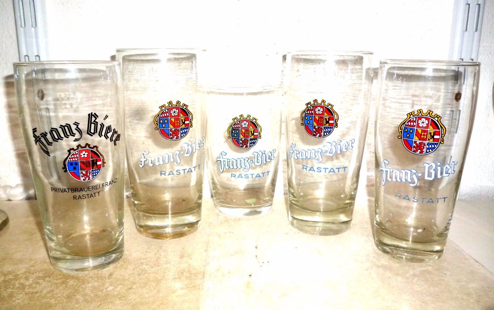 5 Franz Bier Rastatt German Beer Glasses - Germany