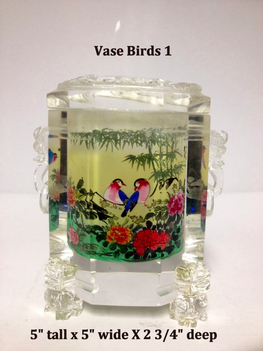 Inside Painted Crystal Vase Birds 1 Vases & Jars