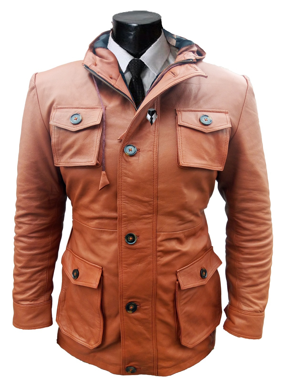 Leather jacket for men Brown Leather Hoddie men Blazers & Sport Coats