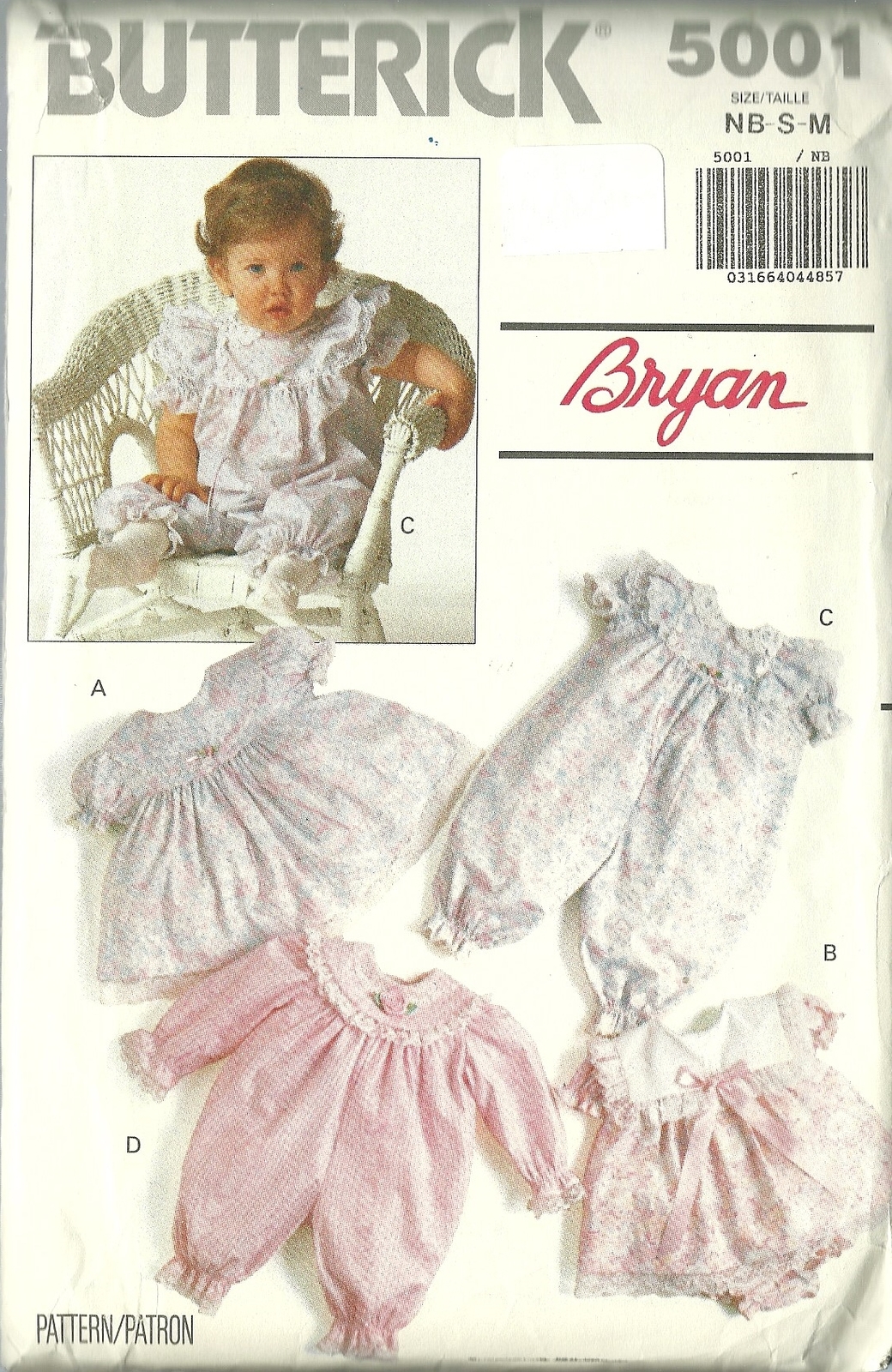 Primary image for Butterick Sewing Pattern 5001 Girls Infant Dress Party Pants Romper NB S M New