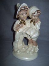 Figurine Statue Like Chalk? Boy &amp; Girl Holding Hands 1950-1960 - $15.95