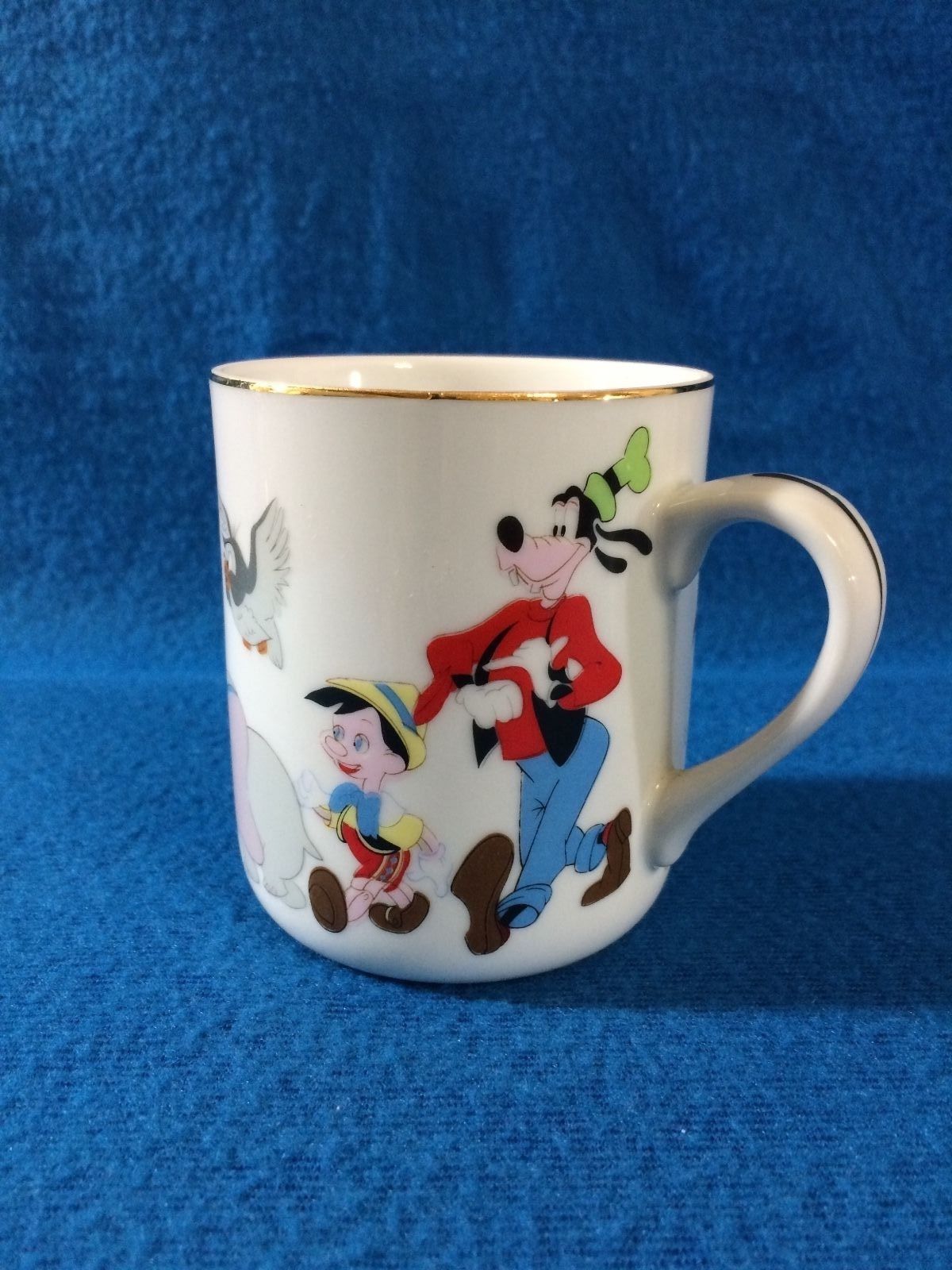 Walt Disney Cup Mug Gold Rim Made in Japan Goofy Dumbo Donald Duck
