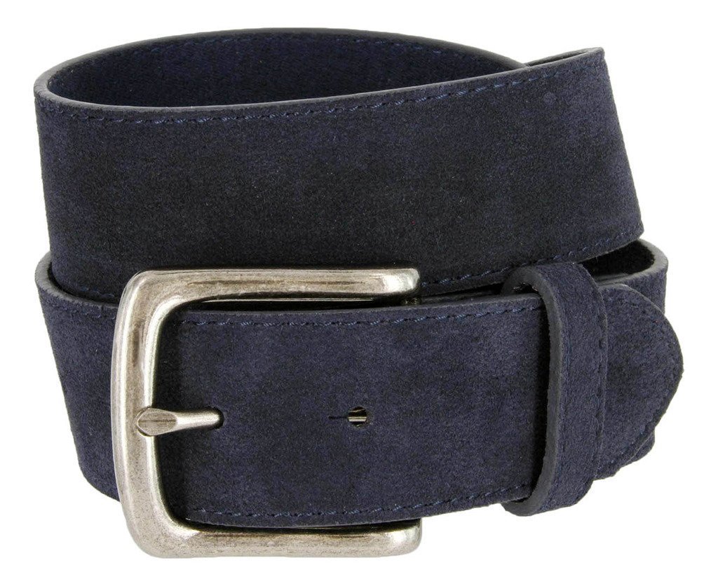 Casual Jean Genuine Suede Leather Belt for Women (Navy, 32) Men's
