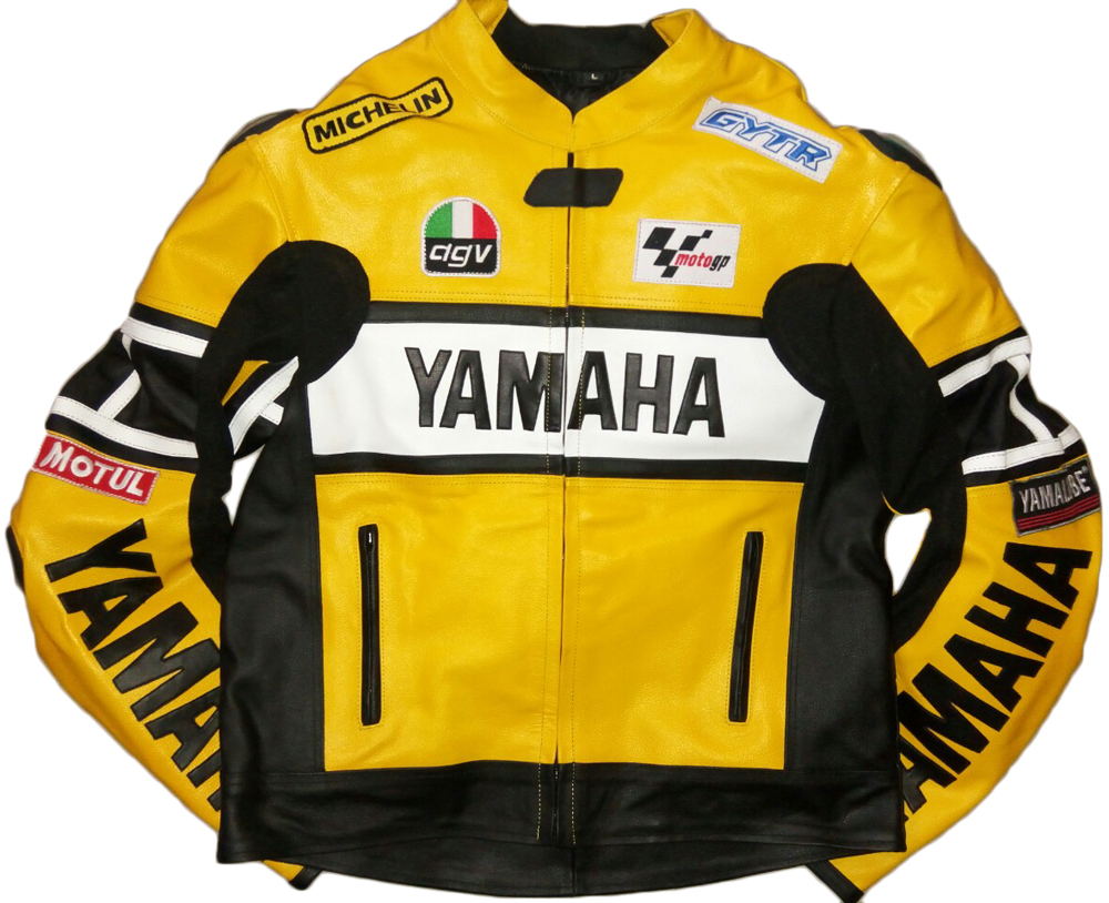 Yamaha Yellow Biker Leather Jacket Back Hump Men's - Other Motorcycle ...
