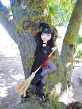 Gothic sexy witch doll, magic doll textile doll in black, black magic wi... - $75.00