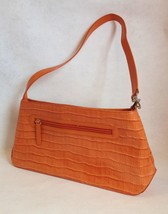 Orange Genuine Leather Handbag Purse Faux Crocodile Lined Tote Pockets - $45.00