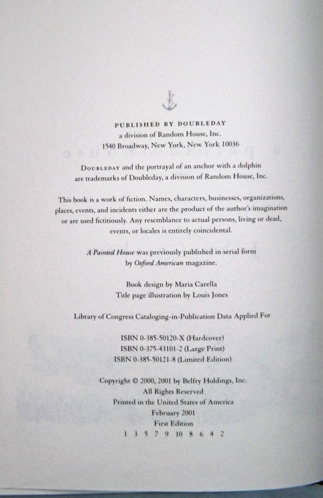 2001 A Painted House First Edition Novel John Grisham Doubleday Books