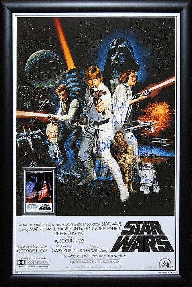 Star Wars A New Hope - Movie Poster Signed by Cast with COA - Decals ...