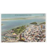 Vintage Postcard Air View Looking South Miami Florida Linen 1940&#39;s Unused - £5.71 GBP