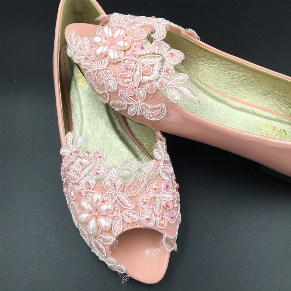 blush lace wedding shoes