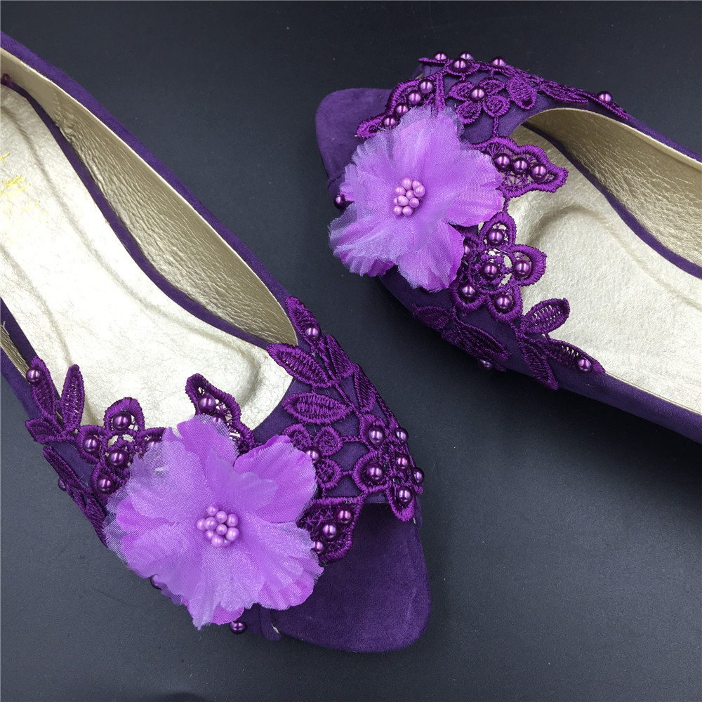 purple wedding shoes low heel