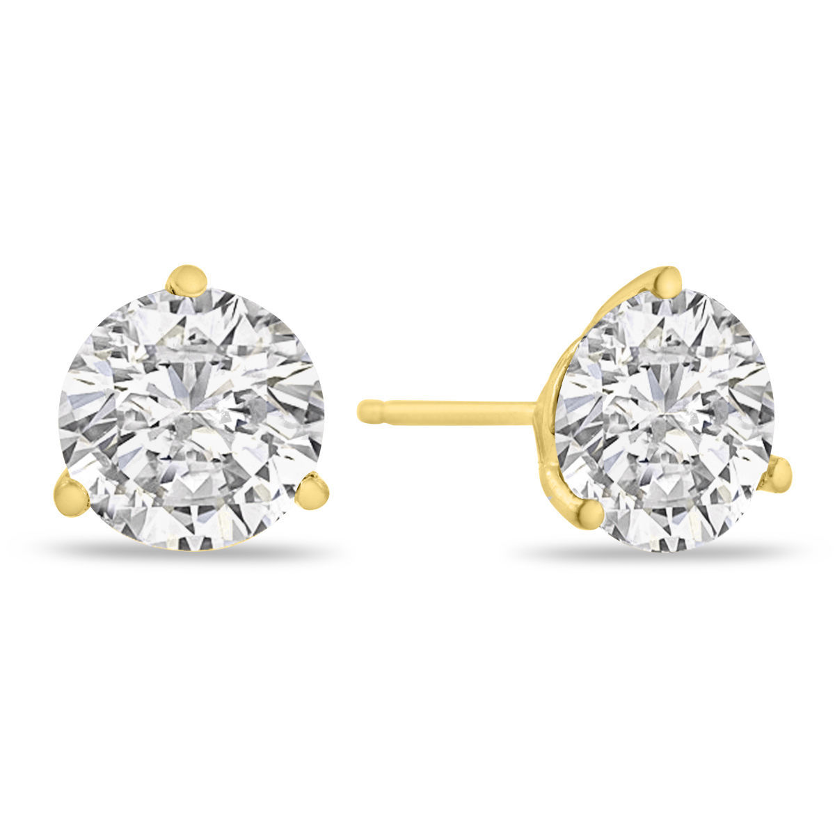 0.25CT 14K Yellow Gold Natural Diamond Martini Stud Earrings - Fine Jewelry