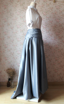 GRAY Taffeta Skirt Lady High Waist Taffeta Skirt Maxi Party Prom Skirt Plus Size image 3