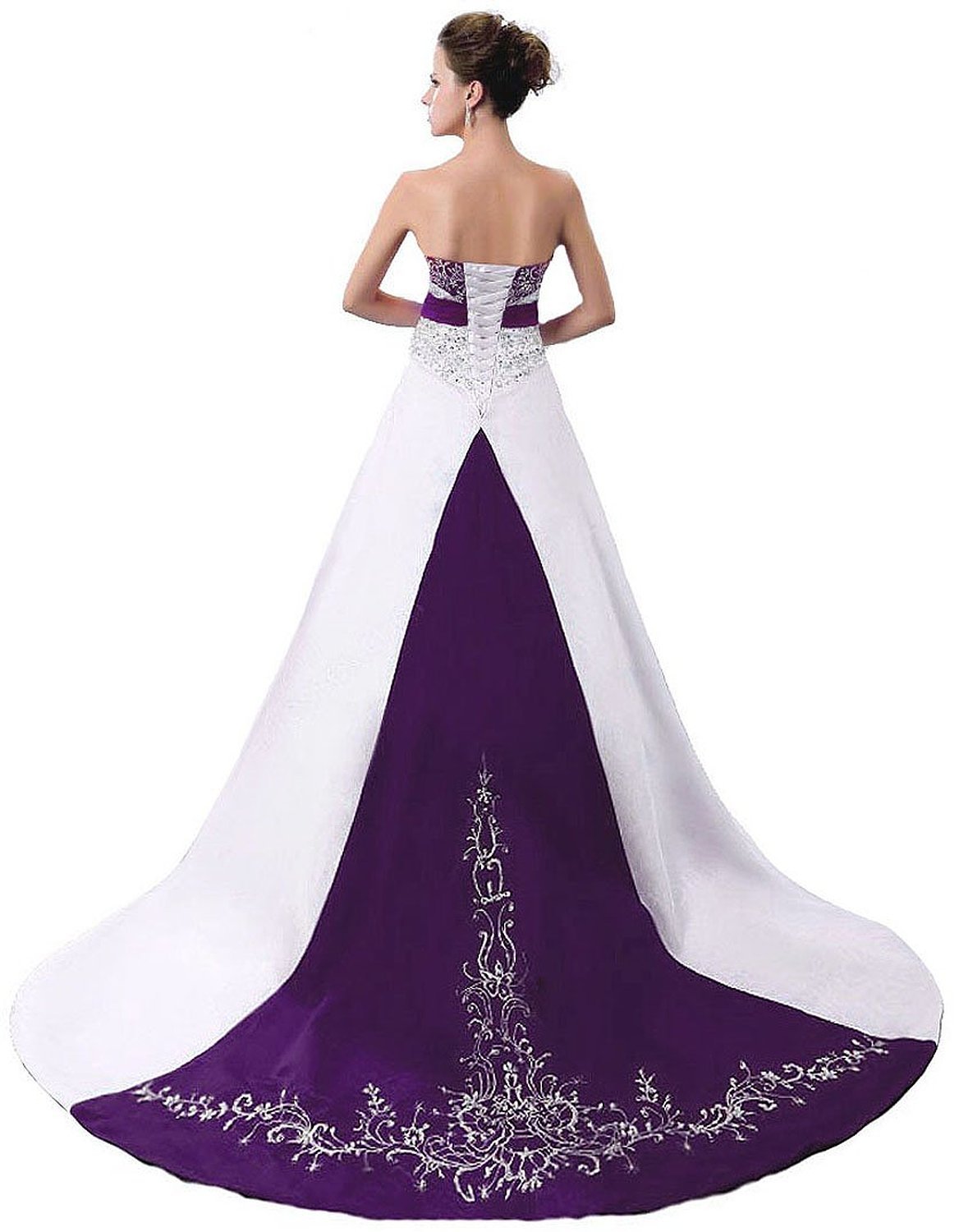 Ball Gown Purple and White Wedding Dresses Wedding Gown Bridal Dress