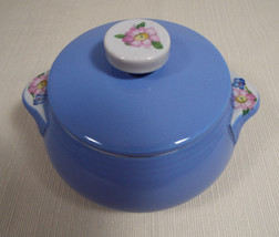 Vintage Hall Rose Parade Drip Jar and Lid Pattern # 1259 Blue White Pink... - $45.99