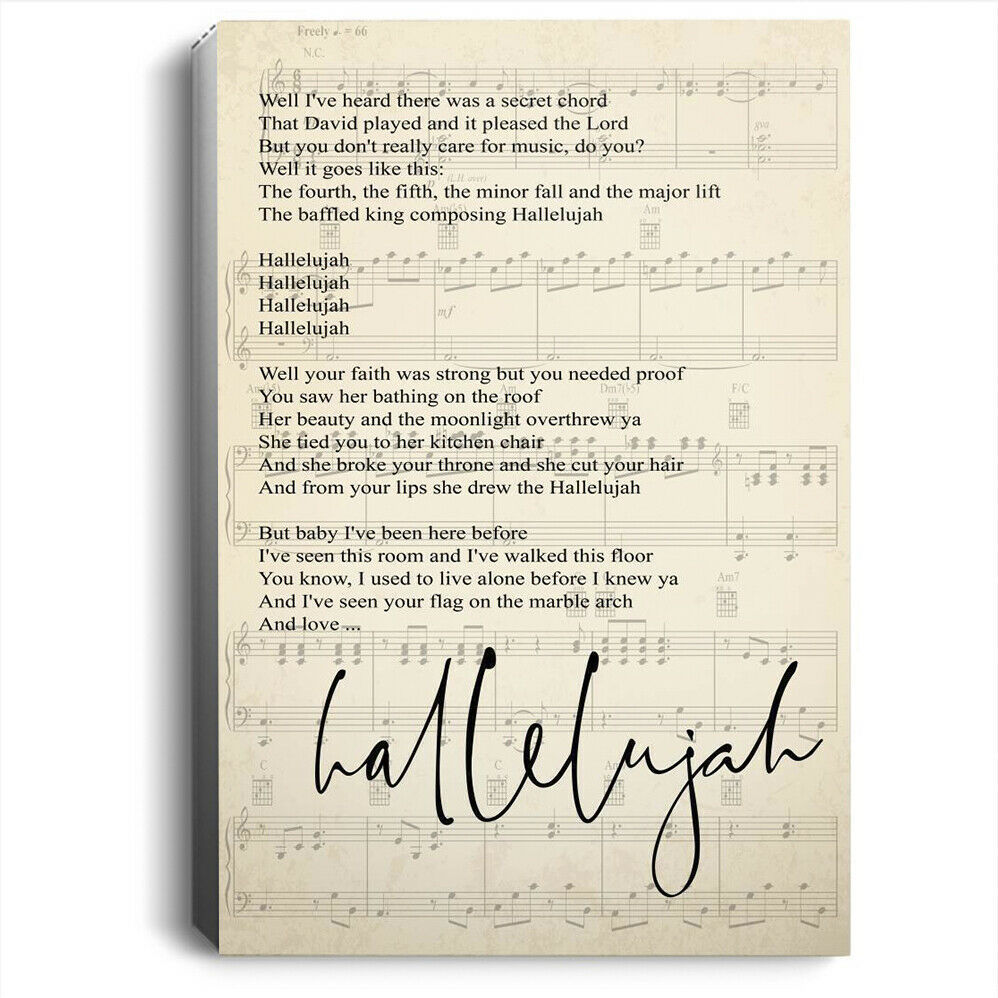 Leonard Cohen Hallelujah Lyrics Portrait No Framed Portrait - Art Posters