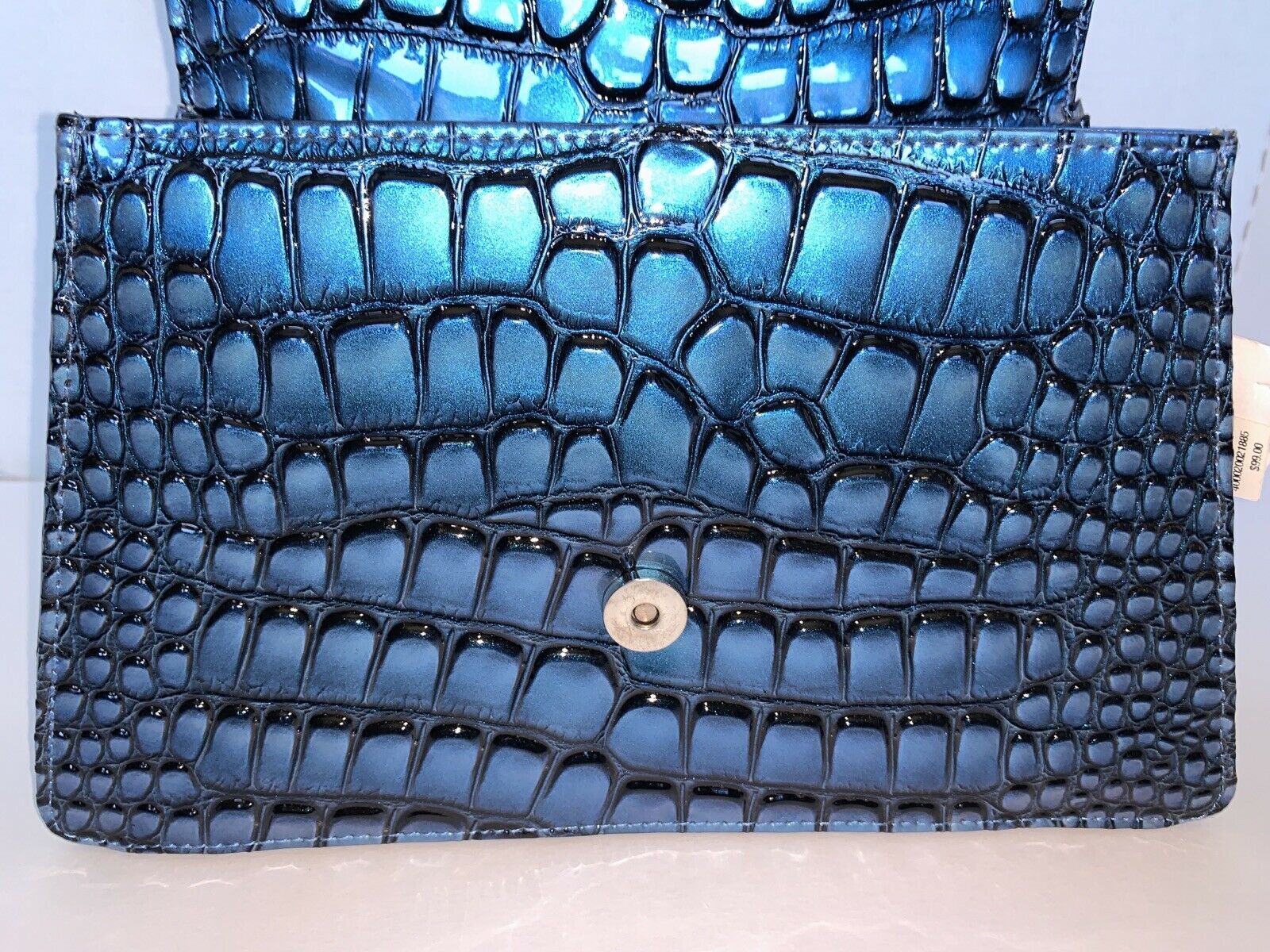 New Geir Ness Norway Laila Metallic Blue Purse With Metal Strap Women