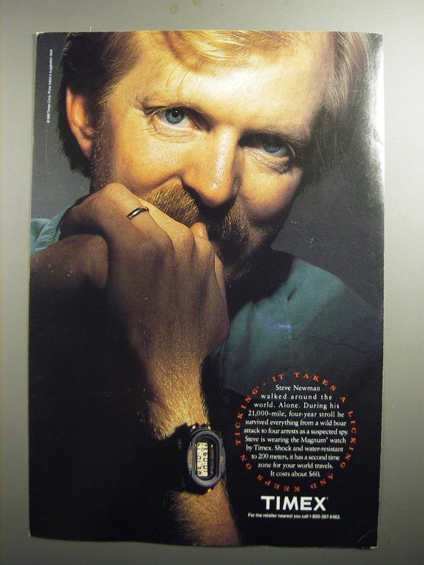 1991 Timex Magnum watch Ad Steve Newman takes a licking and keeps