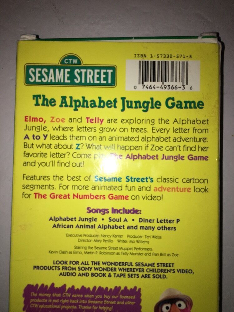 Sesame Street-the Alfabeto Giungla Gioco (vhs,1998) -tested-rare 