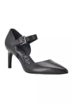 NEW CALVIN KLEIN BLACK  LEATHER MARY JANE POINTY PUMPS SIZE 8.5 M - $98.09