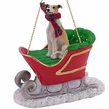 Greyhound Sleigh Ride Christmas Ornament Tan-White - $17.99