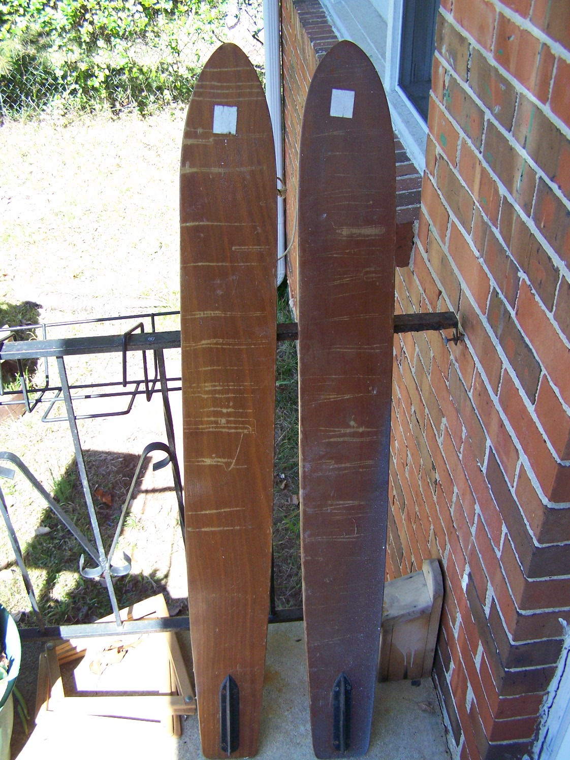Antique Pair of Wooden Water Skis Nash Jr 48.5" X 5.5'' old tool Antiques