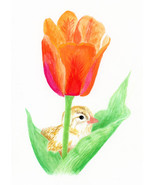 &quot;Tulip and Chick,&quot; an A. Rose Designs (tm) note card - $5.95+