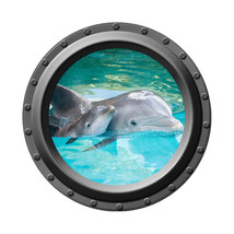 Dolphin and Calf - Porthole Wall Decal - $14.00