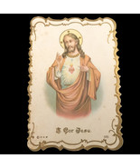French Sacred Heart of Jesus Holy Card Antique - $56.00