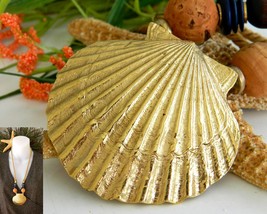 Vintage scallop seashell necklace shell cork wood beads cord thumb200
