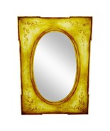 Vintage Rectangular Hand Painted Mirror - Flower Motiff - Distressed Look - $295.00