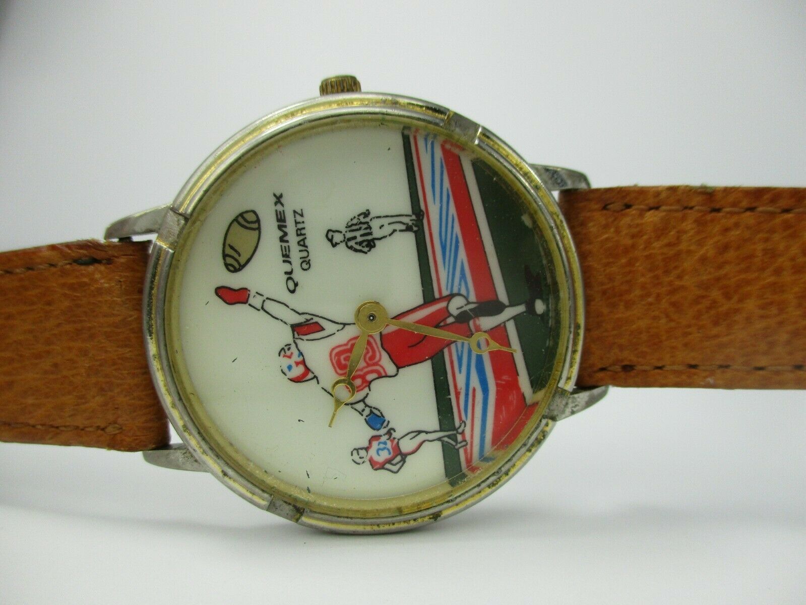 Quemex Watch Football Quartz Movement Brown Band Wristwatches