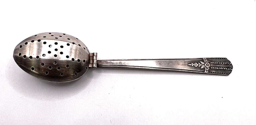 Vintage 1949 Rogers Everlasting Silverplate Tea Strainer Infuser Spoon  Floral - $29.21