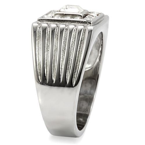 TK95312 - Stainless Steel Ring High polished (no plating) Men Top Grade Crystal