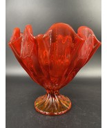 Vintage L.E. Smith Amberina Art Glass Footed Handkerchief Compote Bowl VG/EX - $38.69
