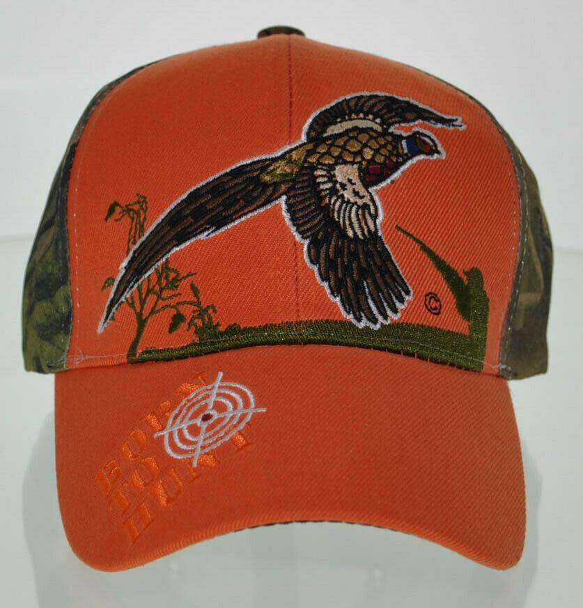 NEW! PHEASANT HUNTING BORN TO HUNT ORANGE CAMO CAP HAT Men's Hats