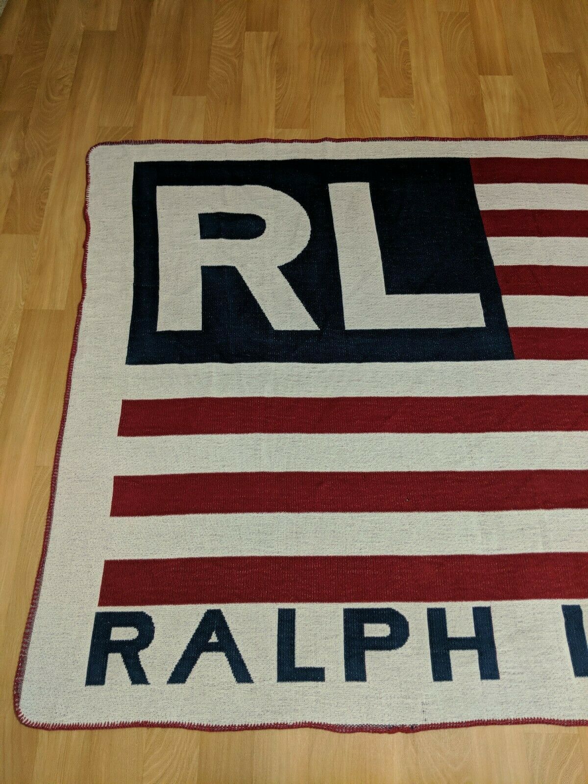 Polo Ralph Lauren American Flag 54” X 72” Throw Blanket Made in USA VTG