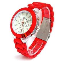 Red Neon 3D Geneva Oversized Women's Boyfriend Style Quartz Watch - $25.49