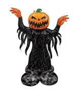 Pumpkin Head Ghost Halloween Airloonz Mylar Foil 53&quot;H Standing Balloon S... - $16.00