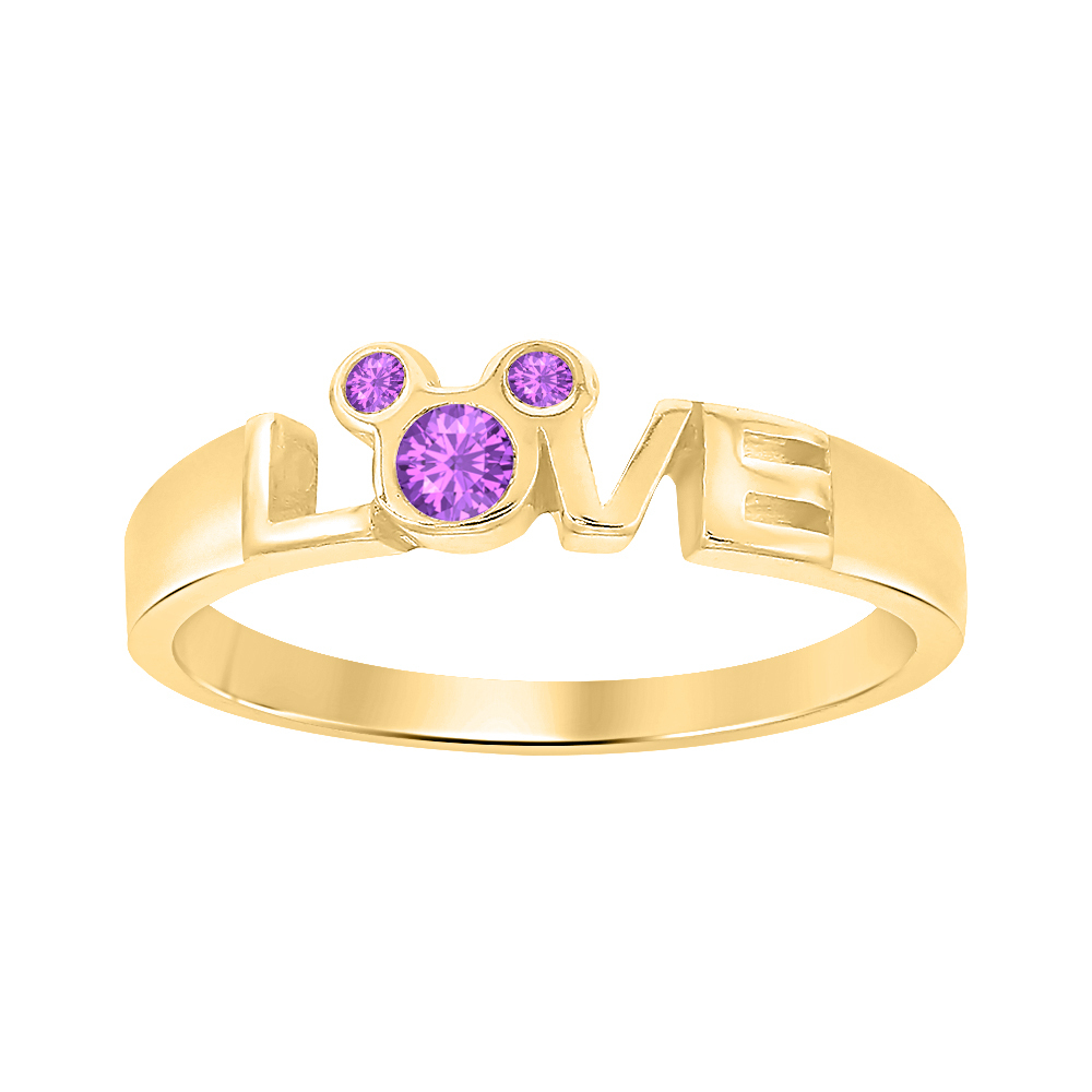 0.75 Ct Round Cut Amethyst 14K Yellow Gold Over Loveable Engagement Band Ring