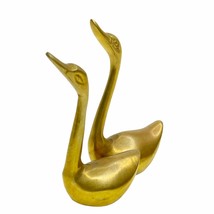 Vintage Pair Brass Swan Figurines Set of 2 Swans Ducks Geese Birds MCM D... - $24.74