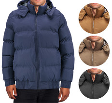 Men's Heavyweight Removable Hood Insulated Lined Quilted Puffer Zip Up Jacket image 1